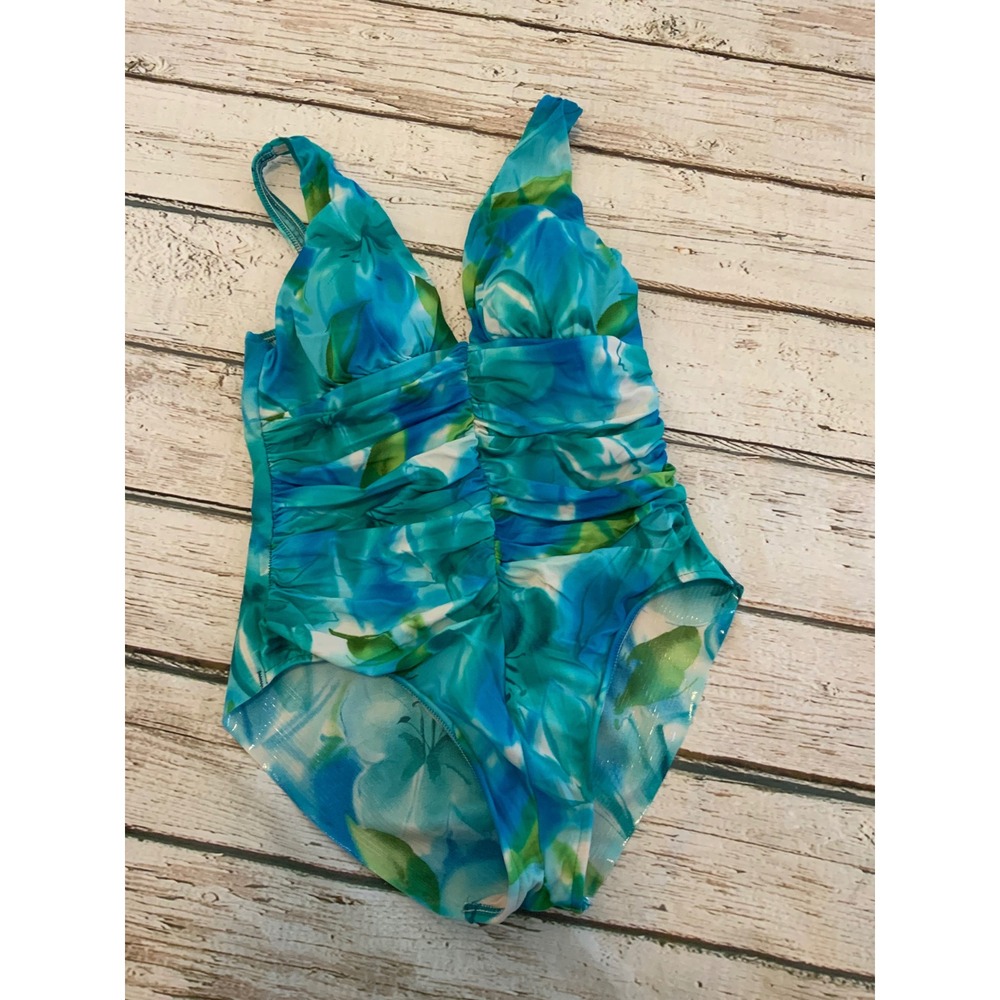 Miraclesuit Teal & Aqua Floral One-Piece Swimsuit